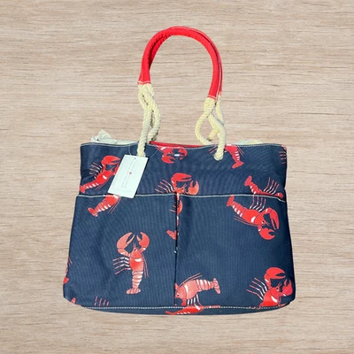 NWT Tommy Hilfiger Lobster Tote Bag Navy & Red Beach Purse Summer Accessory - Image 1 of 4