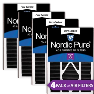 Air Bear 16x25x5 Replacement Pure Carbon Odor Reduction Merv 8 Air Filters 4 PK - Picture 1 of 7