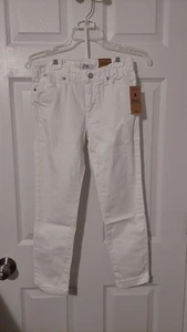 Polo Ralph Lauren Girls' Cuffed White Astor Slim Boyfriend Jeans Size 12 - Picture 1 of 4