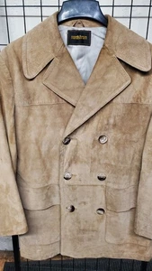 Vintage Nordstrom 1985 Wool Lined Leather Coat 40R double breasted USA - Bild 1 von 9