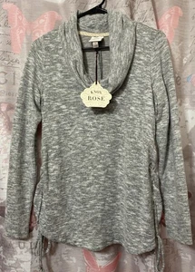 KNOX ROSE Womens S Gray Knitted Cowl Neck Long Sleeve Soft Pullover Sweater NWT - Picture 1 of 10