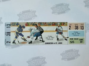 1987 St. Louis Blues at Edmonton Oiolers Full Ticket 1/9/87 Messier 2G 1A - Picture 1 of 2