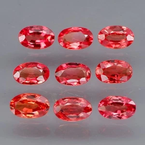 Oval 5x3 mm.Very Good Color Imperial Red Sapphire Songea,Africa 9Pcs/2.56Ct. - Imagen 1 de 6