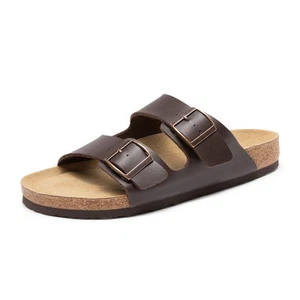 Bruno Marc Men's Cork footbed Sandal Beach Slides with Adjustable Buckle Straps - Picture 1 of 30