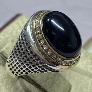 turkish 925 Sterling Silver black onyx ring Handmade Luxury Mens Ring All Size - Picture 1 of 10