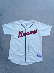 Vtg Mens Atlanta Braves Blank Authentic Cream Jersey Alternate Majestic Size L - Picture 1 of 8