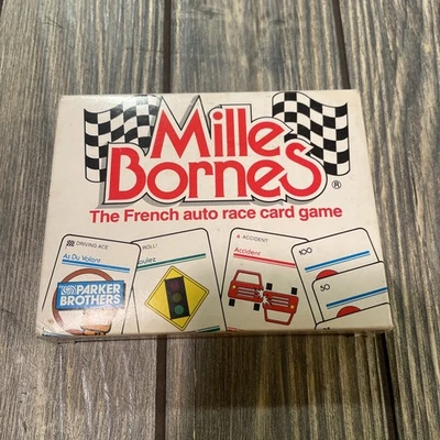 Parker Brothers Mille Bornes 法国赛车卡牌游戏老式 1988 110 张卡 — 第 1/4 张图片