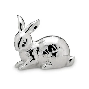 Ostergeschenk Hase 18 cm sitzend silber Handarbeit Osterhase Ostern Osterdeko - Picture 1 of 5