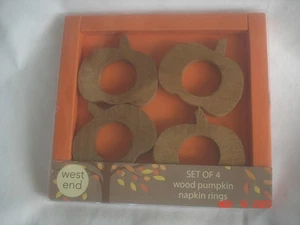 Neu in Verpackung 4er-Set WEST END HOLZ KÜRBIS SERVIETTENRINGE - Bild 1 von 6