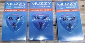 3-Muzzy Trocar 3 Blade 100 Grain Crossbow Archery Broadhead - NEW (LOT of 3) - Picture 1 of 2