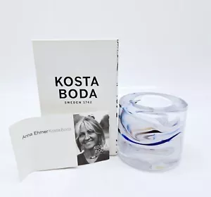 Kosta Boda Colonne Votive White Swirl Candle Holders Anna Ehrner 2.5" in Box - Picture 1 of 8