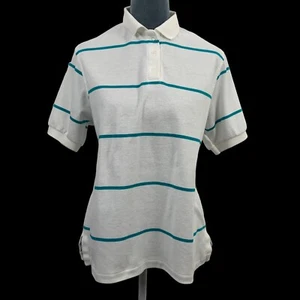 VINTAGE L.L. Camisa polo de manga corta Bean para mujer mediana blanca a rayas hecha en EE. UU. - Imagen 1 de 6