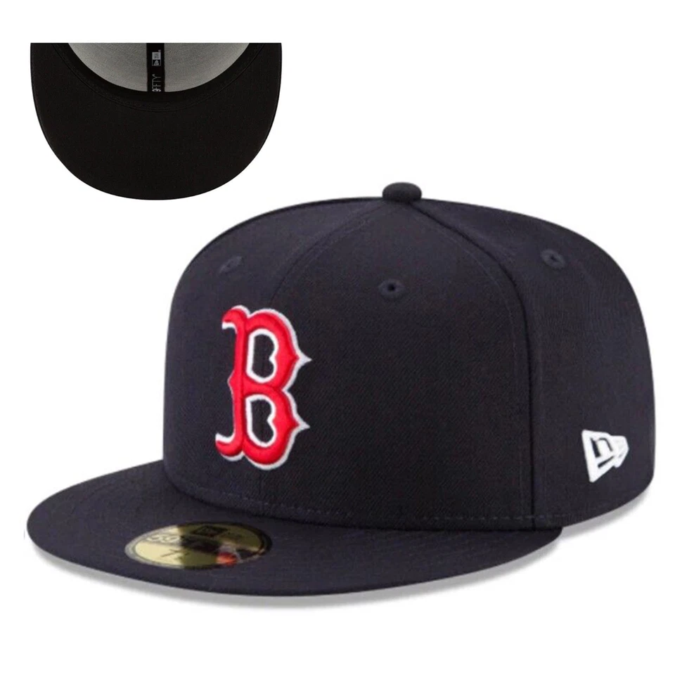 Boston Red Sox BOS MLB Auténtica New Era 59FIFTY Gorra Ajustada - Azul Marino Rojo 5950 Sombrero Foto 1 de 1