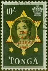 Tonga 1962 10s Yellow & Black SG015a 'MAII' V.F.U - Picture 1 of 1