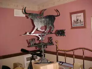 (1) Aluminum Weathervane 20" roof mtd. with Texas Longhorn Steer - Picture 1 of 8