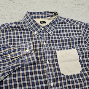 Burkman Bros Button Shirt Size Large Checkered Colorblock Blue Tan  - Picture 1 of 22