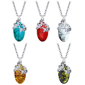 Wholesale Lot 10 pcs Color Mixed Howlite Necklace Flower Pendant Women Jewelry - Picture 1 of 7