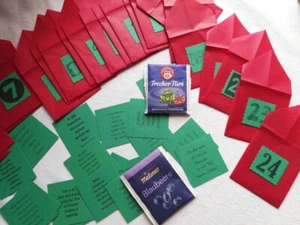 Tee & Sprüche Adventskalender beste Freundin 24 rote Flachbeutel +Tee Handarbeit - Bild 1 von 6