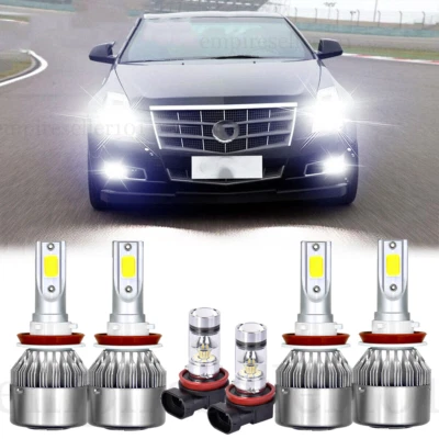 For 2008-2014 Cadillac CTS Sedan 6x 6000K LED Headlight Bulbs Hi/Low + Fog Light - Image 1 of 4