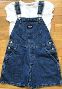 2pc Vtg OshKosh & Sonoma White Shirt & Denim Jean Vestbak Shortalls Outfit Sz 6 - Picture 1 of 4
