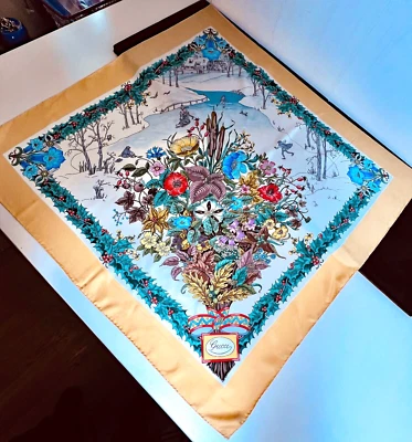 Authentic Vintage Gucci Silk Scarf with Winter Motif by V. Accornero   UU167 - Image 1 of 4