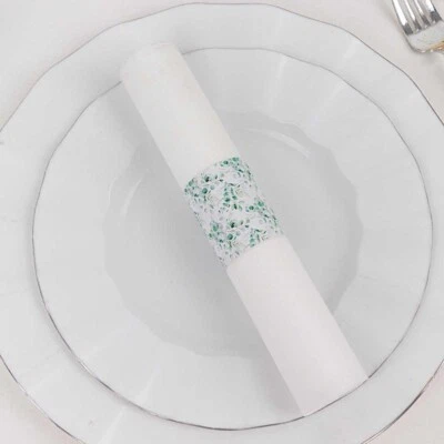 50 Disposable Floral Print Paper Napkin Rings Wedding Party Gift Events - Image 1 of 2