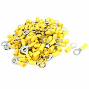 108 Pcs Yellow PVC Insulating Sleeve Ring Terminals Cable Lug RV5.5-8AWG12-10✦KD - Picture 1 of 4