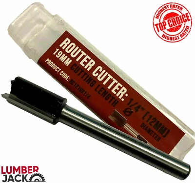 Router Cutter 1/4" Shank 12mm x 19mm Twin Flute TCT Bit for Hinge Lock Jig TR12 - Image 1 of 4