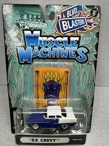 2003 Muscle Machines Blvd Blasters 55 Chevy in Blue & White New - Picture 1 of 12