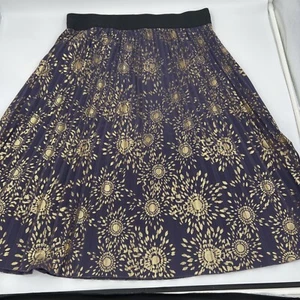 LuLaRoe Elegant Plum & Gold Foil Jill Skirt Pleated Size X-Large - Picture 1 of 7