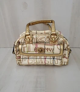 Coach Poppy Graffiti Small Satchel Ivory/Gold #13185 Limited edition 9.5" X6"X4" - Picture 1 of 11