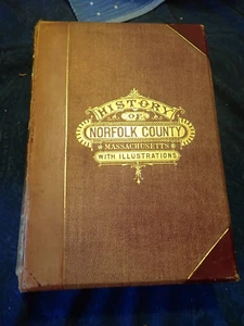 1884 History of Norfolk County Massachusetts with Illustrations Map Gilt Pages - Foto 1 di 14
