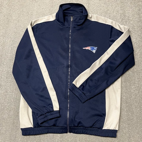 New England Patriots Jacket Men Medium Zip Up NFL Football Coat Basic Sweater Cover