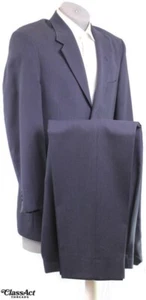 Traje Daniel Hechter 2 Piezas Azul Rayas 3 Btn Lana 40L Frentes Plisados 34" W - Imagen 1 de 9