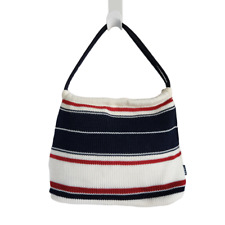 THE SAK Elliott Lucca Stripe Crochet Small Hobo Shoulder Bag Y2K Red Navy Cream
