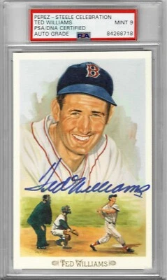 1989 Perez Steele #43 Ted WILLIAMS - PSA / DNA 9+++ HOF Auto Red Sox - Image 1 of 2