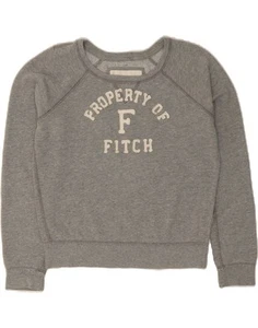 ABERCROMBIE & FITCH Womens Graphic Sweatshirt Jumper UK 14 Medium Grey DL74 - Picture 1 of 3