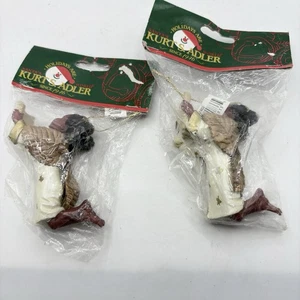 Pair Of Kurt Adler Santa’s World African American Angel Christmas Tree Ornaments - Picture 1 of 7