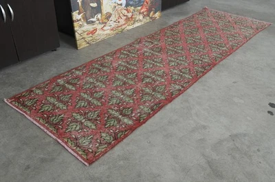 Alfombra corredor turca 3x9, alfombra oushak vintage anudada a mano corredor, decoración boho, 303 Foto 1 de 4