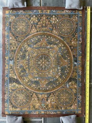 Buda Mandala Iluminación Nepal Tíbet Thangka Thanka Pintura BOHO Decoración Foto 1 de 4