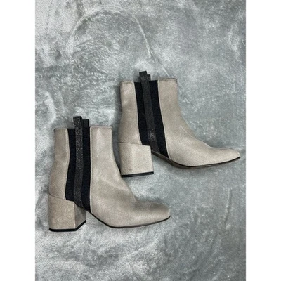 Brunello Cucinelli Botines Chelsea Cuero Cepillado Taupe Talla 35 EE. UU. 5 Foto 1 de 4
