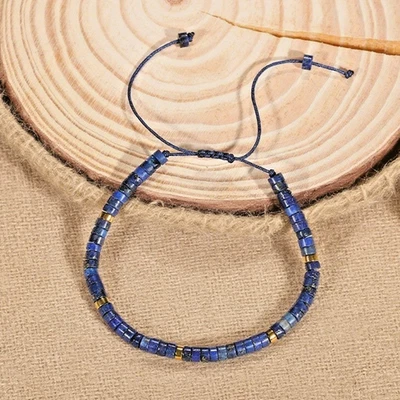 Handmade Lapis Lazuli Jasper Bead Bracelet Blue Gemstone Men Women Bracelet Gift - Image 1 of 3