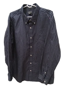 St Johns Bay Button Down Herren Gr. XXL Navy/Wht Stripe LS Baumwolle/Poly NEU - Bild 1 von 6