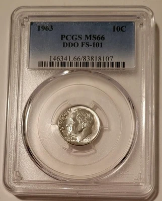 1963 Roosevelt Dime DDO Variety FS-101 MS66 PCGS - Image 1 of 4