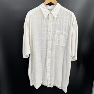 Ron Chereskin Shirt Mens XLT VTG White Washable Linen Blend Short Sleeve Casual - Picture 1 of 7