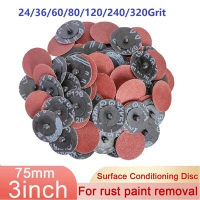 3inch 75mm 24-320Grit R Roll Lock Quick Change Discs Die Grinder Sanding Pads - Image 1 of 4