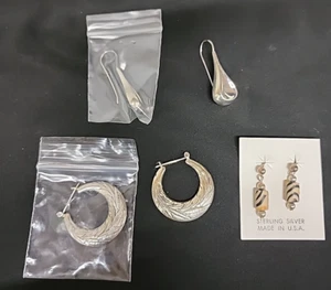 Lot Of 3 Pairs New 925 Silver Earrings As Pictured - Picture 1 of 6