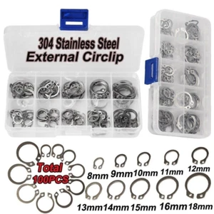 100-tlg Edelstahl Seegering Seegeringe Sprengring Sortiment Sicherungsring Set - Bild 1 von 5