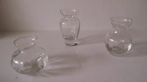 Two's Company Set of 3 Clear Hand Blown Glass Bud Vases New Vintage - Picture 1 of 2