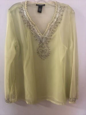 Túnica DIMRi verde lima de gasa con cuentas con camisola talla L�� Foto 1 de 4